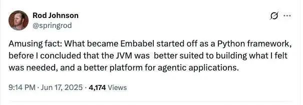 弃 Python 拥抱 JVM,Spring 之父 20 年后再造“革命性框架”:我从未如此确信一个新项目的必要性